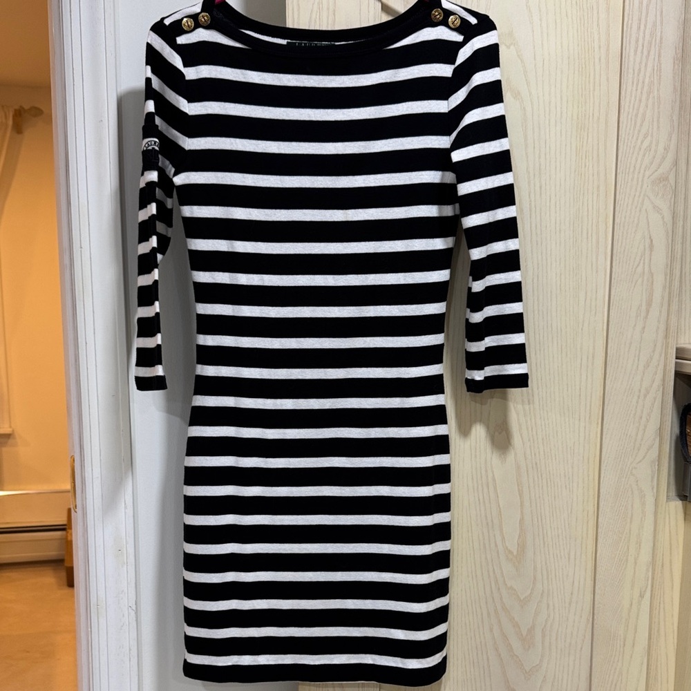 Lauren Ralph Lauren Black and White Striped Dress